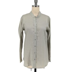 Singita Collection Linen Button Down Shirt Green S preppy minimalist coastal
